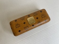 MCM Munchen LOGO Cognac Brown Hard Sided Clamshell Glasses Case No Cloth