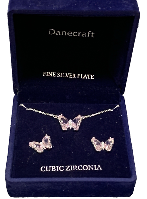 Collana Con Ciondolo Farfalla In Argento 925 E Zirconia - Pendente A Goccia, Catena 40+5cm, Per Donna, Regalo Con Custodia In Velluto