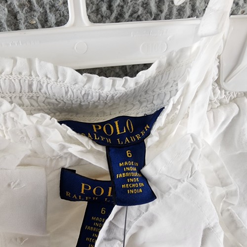 Polo Ralph Lauren Eyelet Tank Top & Pants Set Girls' 6 White Shoulder Straps - Picture 13 of 16