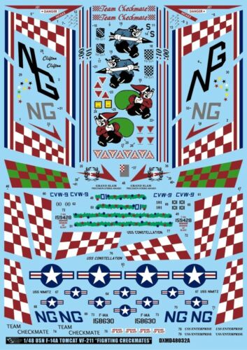 DXM decal 1/48 USN F-14A Tomcat VF-211 Checkmates - Picture 3 of 5