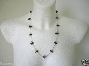 Authentic Vintage Gold Plated Chain Necklace Sodalite A.M. (Doublé) 18,3 g / 57,5 cm