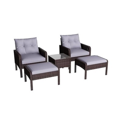 5 Piece Wicker Set, Outdoor Patio Furniture, Perfect for Small Balconies