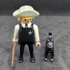 Vintage 1974 Playmobil Sheriff Western Cowboy Hat Gun Figure & Dog Geobra RARE