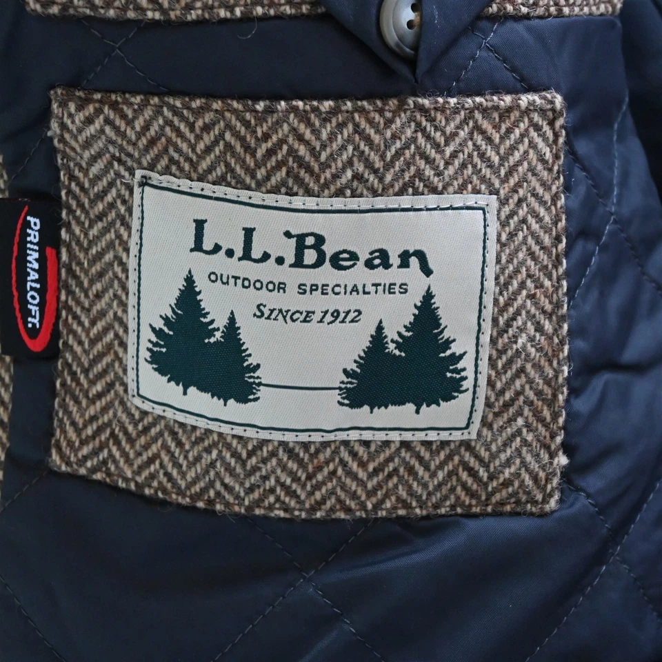 LL Bean 40L Tall Brown Herringbone Tweed Thinsulate Primaloft Blazer Sport Coat - Image 4 of 4