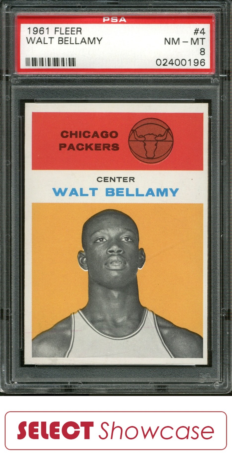 1961 FLEER #4 WALT BELLAMY RC PACKERS HOF PSA 8