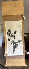 Chinese Scroll with Horse Painting and Callig...