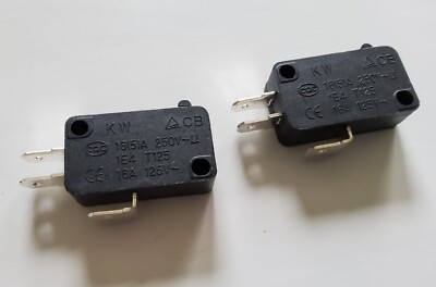 X002FBDH21 MW Interlock Door Switch, 3 Wire, 1/4'' Male Terminals, 16A, 2 units 