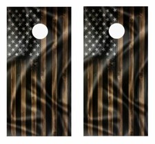 Wavy Rustic American Flag Cornhole Board Wrap LAMINATED Decal Vinyl Sticker