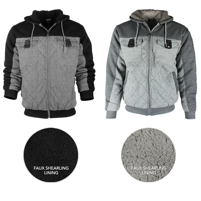 Original Deluxe Men's Sherpa Lined Front Pocket Zip Up Hoodie