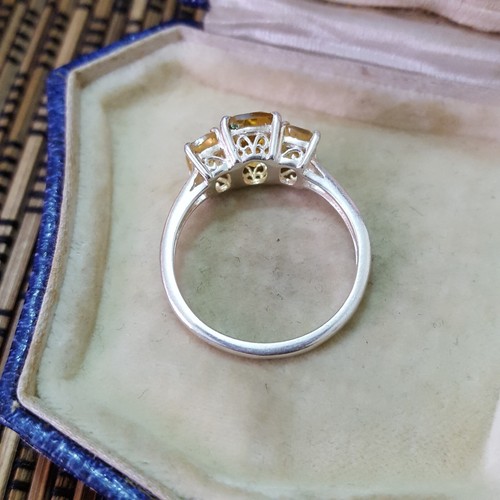 925 Sterling Silver Ring, Genuine Citrine Trilogy Ring, Size P.5 US 7.75 - 第 8/8 張圖片