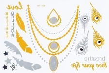 Tattoo Temporary Flash Adhesive Gold Silver Black 18 Pieces Bracelet WF109