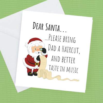 Weihnachtskarte Lieber Weihnachtsmann, bitte Papa einen Haarschnitt mitbringen