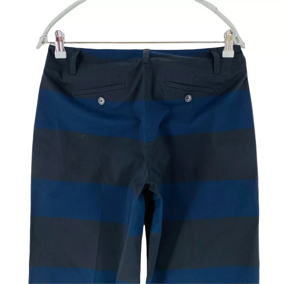 NAUTICA Women Dark Blue Black Striped Loose Fit Trousers US 0 W28 - Image 4 of 4