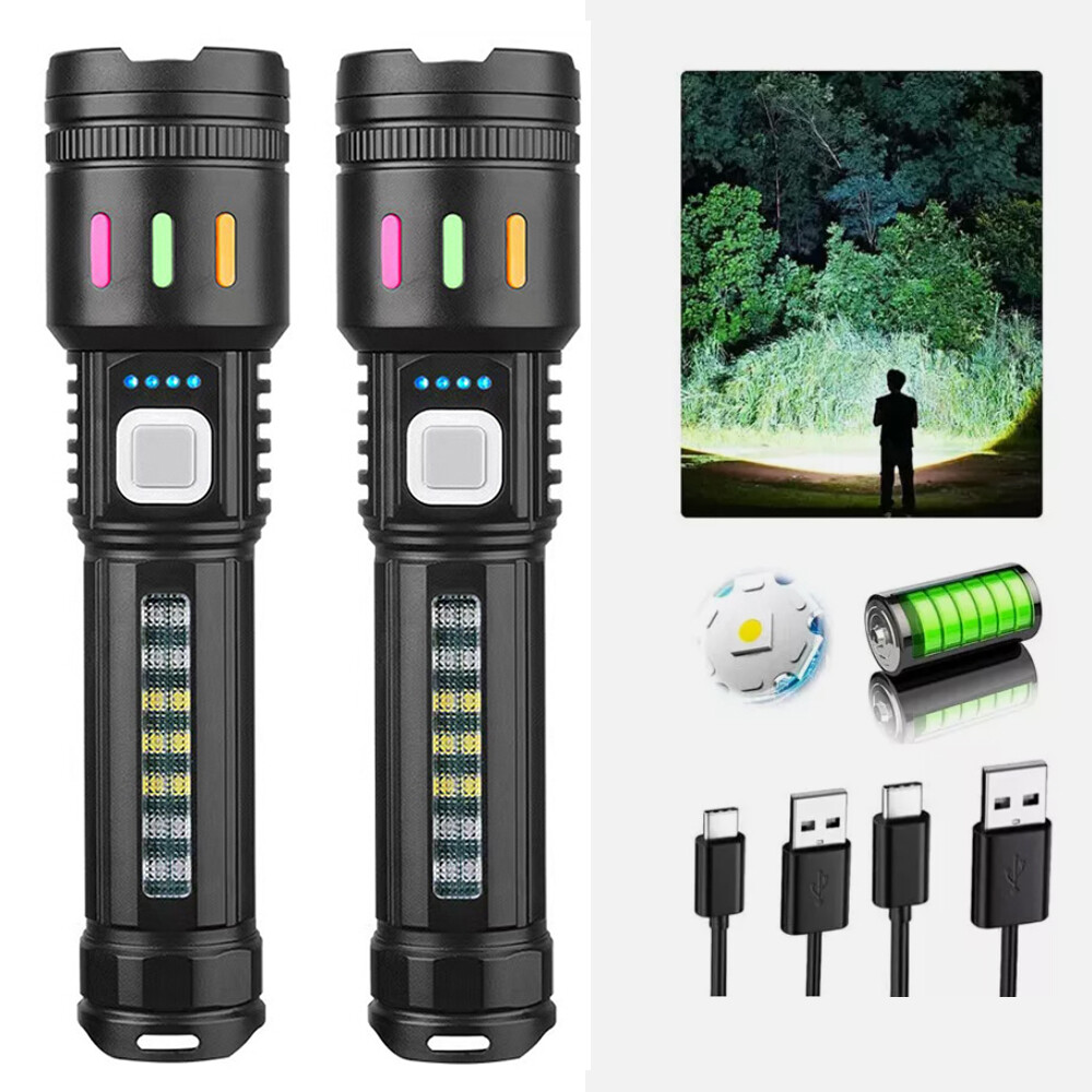 990000000LM Super Bright Rechargeable LED Flashlight with Zoomable Feature for Ultimate Power and Portability