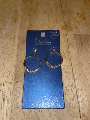 I Am Brand Drop Silver Tone Earrings with Swarovski Crystals New Pierced