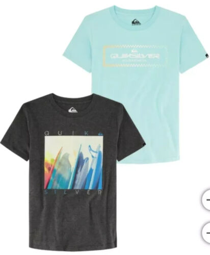 Quiksilver Boys Size XL 18/20 Gray Blue 2 Pack Tees T-Shirts NWT