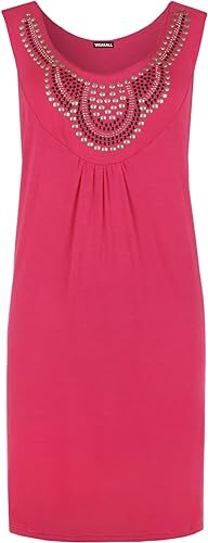 Damen Perlen Nieten ausgestellt Tunika Top Damen ärmellos Swing Weste T-Shirt 14-28 - Bild 6 von 17