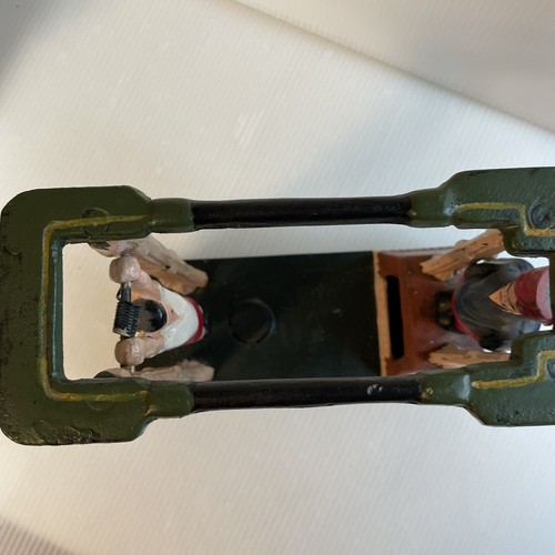 Vintage Acrobat Bank mechanische Gusseisen Penny Bank funktioniert 7” x 3” x 7,5” groß - Bild 7 von 7
