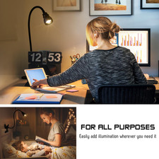 Zoomable Clip on Light, Clamp Reading Light for Dorm Bed Headboard, Dimmable ...