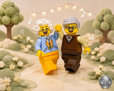 LEGO  Figuren    Rentnerpaar Oma Opa Alt sind wir morgen.Heute wird getanzt! 