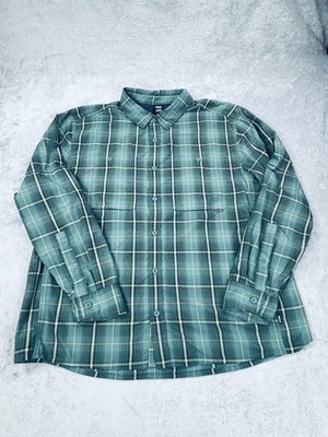 REI Coop Shirt Mens XL Green Plaid Quick Dry Moisture Wicking Fishing Button Up
