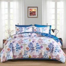 Comforter Set, Purple Botanical Bed in a Bag Complete Set with She