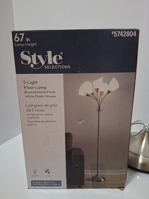 Style Selections 67-in Brushed Steel Multi-head Floor Lamp Open Box