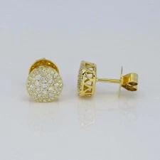 2Ct Round-Cut Lab Created Cluster Push Back Stud Earring 14K Yellow Gold Plated