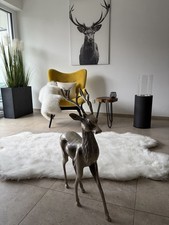 Metall Figur Hirsch 72 cm hoch, Aluminium silber glänzend