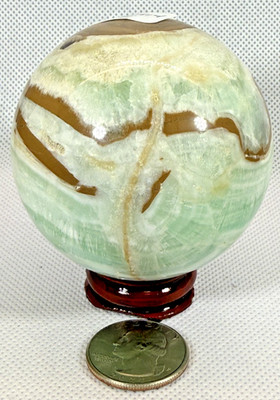 CARIBBEAN CALCITE SPHERE- 64 MM - 2.5'' WEIGHS 13.5 OZ (383 G). 250914E