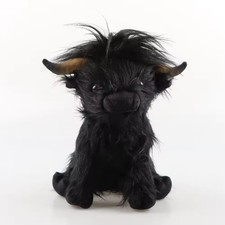 Black Highland Cow Plush Toy 25cm Soft Scottish Cattle Stuffed Animal Kids Gift