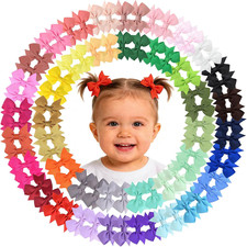 Hair Clips for Girls - 80PCS Fully Lined Tiny Alligator Bows in Pairs for Infant