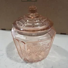 Vintage Pink Depression Glass Cookie Jar Anchor Hocking Mayfair Open Rose
