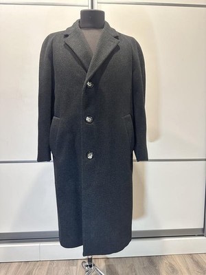 Men Hardy Amies Coat Black Wool 44 / XXL / 52