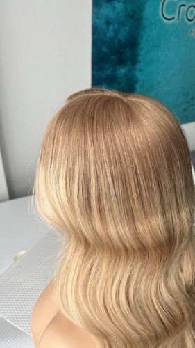 S Cap 68cm Stock 27” European Rooted Warm Blonde Silk Top Long Hair Hand Tied - Picture 11 of 19