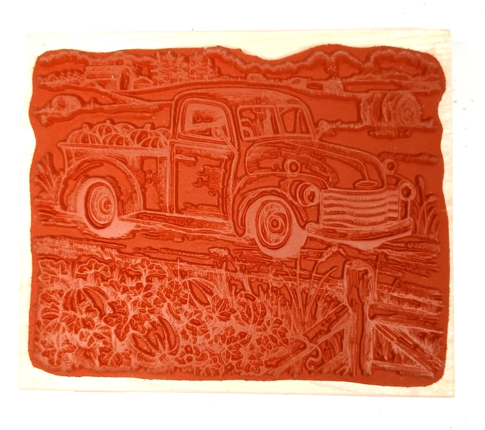 Sello de goma Northwoods 2014 escena de camión clásico temporada de otoño calabazas Foto 2 de 2