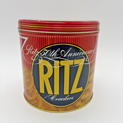 Vintage Ritz Crackers 50th Anniversary Tin 1984 Collectible Storage Container