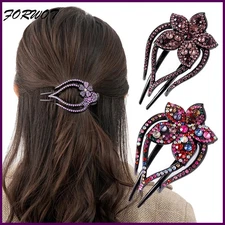 Rhinestone Hairpin Flower Duckbill Hair Claws Clips Retro Barrettes.