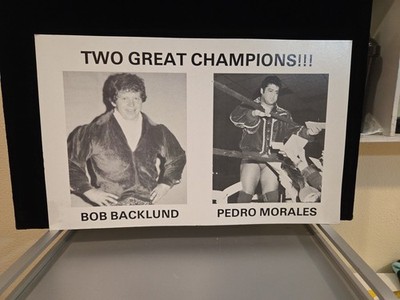 Vintage Wrestling Poster Two Great Champions Bob Backlund Pedro Morales B/W 