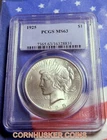 1925 PEACE SILVER DOLLAR PCGS MS63  ~ BRIGHT~ NICE STRIKE ~ FREE SHIPPING 👀