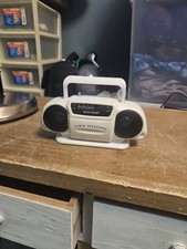 Vtg 90s Suntone RR2500 Mini Boom Box AM/FM Portable Radio White WORKING