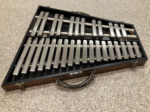 Vintage J.C. Deagan round-top orchestra bells replated, retuned; case refinished