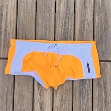 Aussiebum Men orange white handlebar swim trunk Swimwear size L