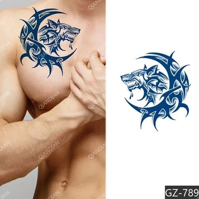 QUEEN OF ENVY Wolf Dog Tribal SEMI PERMANENT Temporary Tattoos Long Lasting Womens Mens Body