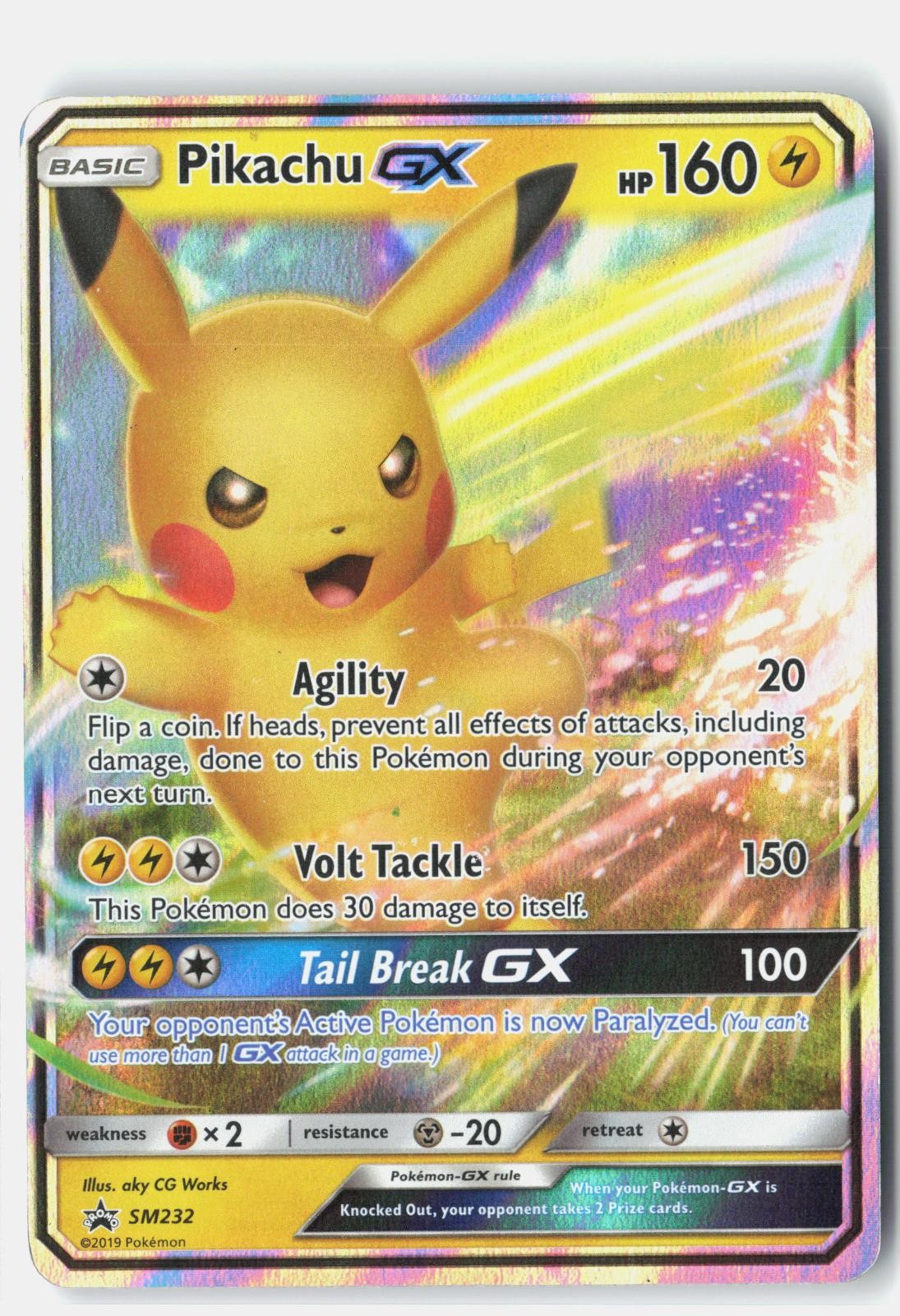 Pikachu GX - SM232 HOLO Promo Sun & Moon Promo Pokemon Holo LP aky CG Works