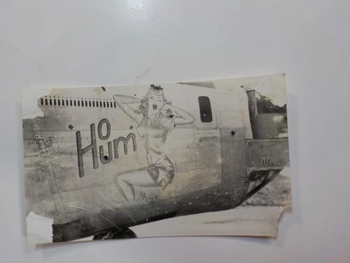 WW2 Photo Military Aircraft Nose Cone Art Girl Ho Hum Photograph Woman VTG WWII