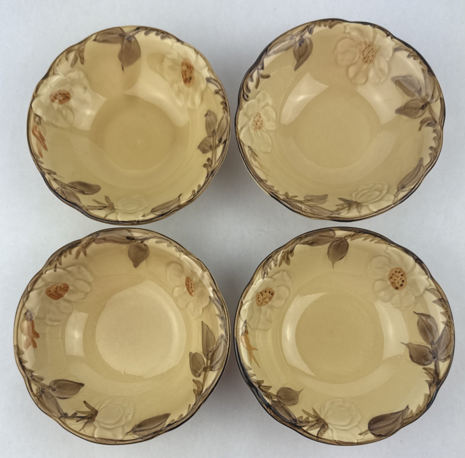 4 Franciscan Cafe Royal Coupe Cereal Bowls 6” X 1 3/4”  Vintage Floral Dogwood
