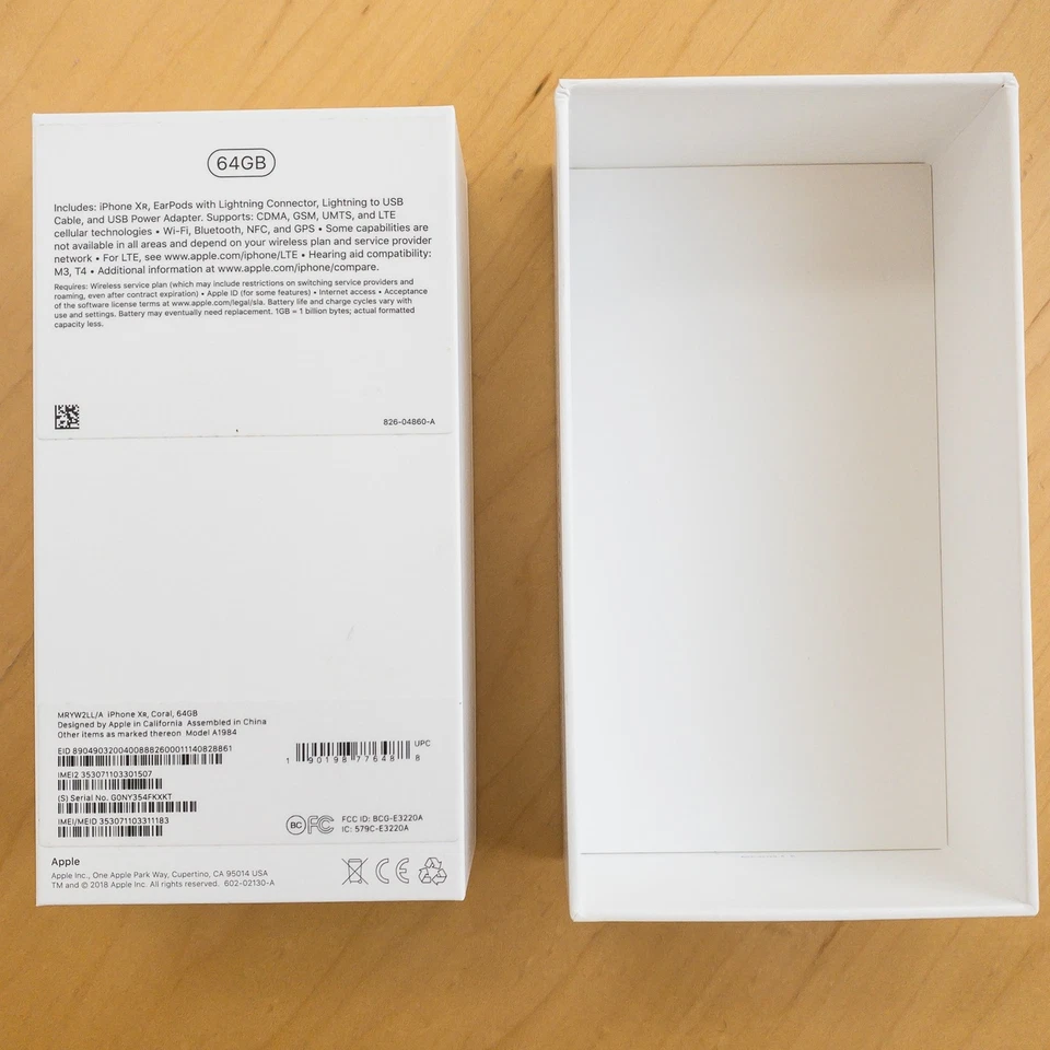 Apple iPhone XR Coral 64GB Box Manual Accessories EarPods Genuine Packaging OEM - Image 2 of 4