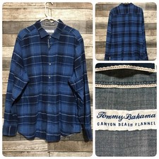 Tommy Bahama Canyon Beach Flannel Shirt Men  s XL Blue Plaid Button Up