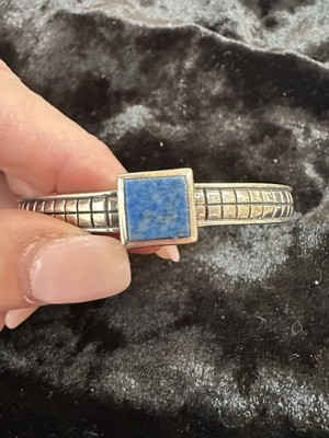 Denim Lapis Sterling Cuff Native American Indian piece 